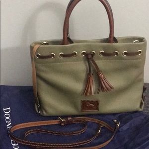 Dooney & Bourke Leather Satchel Tassel Green Shoulder Bag